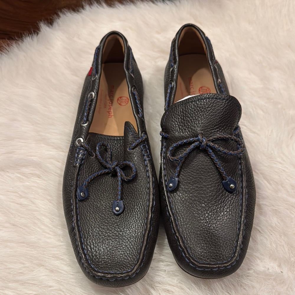 Marc Joseph Black/Blue Leather Loafers Slip-On Size 13 NWOT.